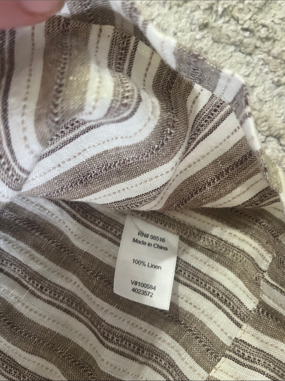 Coldwater Creek Striped Pull On Linen A-line Midi Skirt Taupe & White Medium 14 - Picture 4 of 6